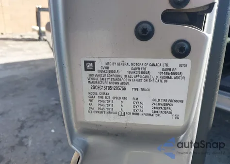 2005 Chevrolet Silverado 1500 Ls from USA, damaged, VIN 2GCEC13T051285755